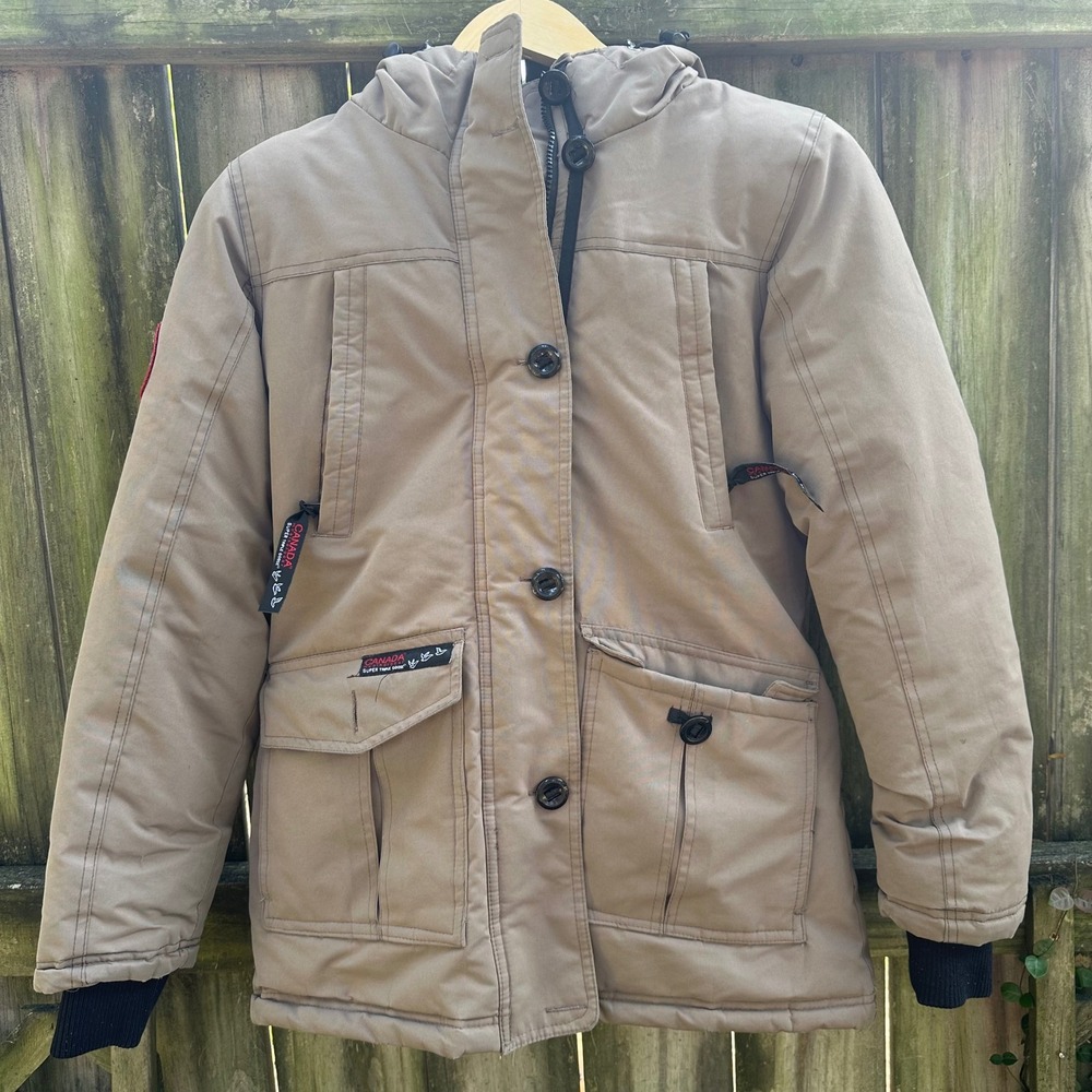 Canada Weather Gear Super Triple Goose Mens Tan Winter Parka Jacket Size Small